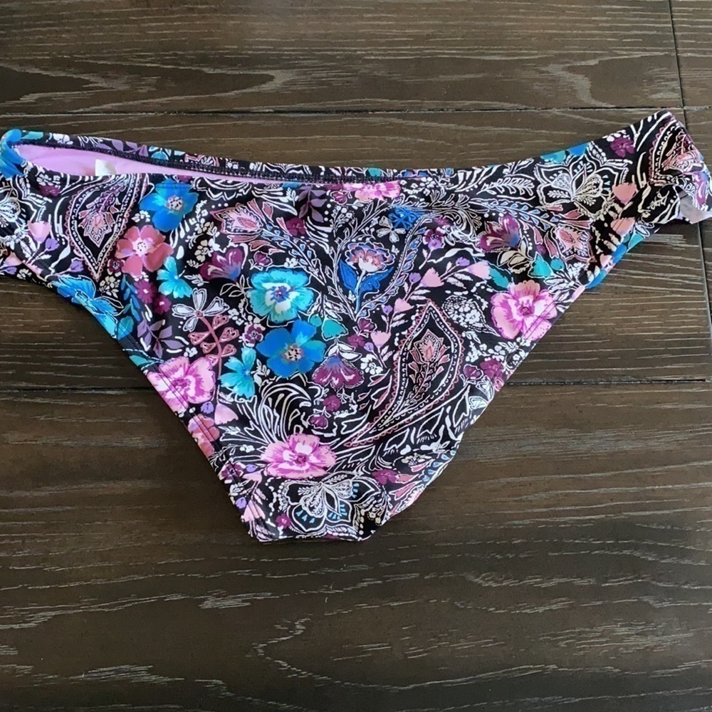 Like New Dark Floral hipster Bikini Bottom L - Picture 7 of 11